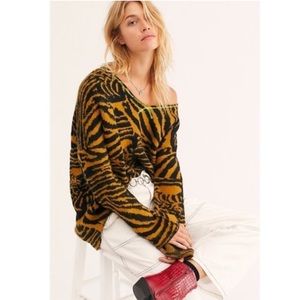 Free People Tiger Print Chunky Oversized Sweater